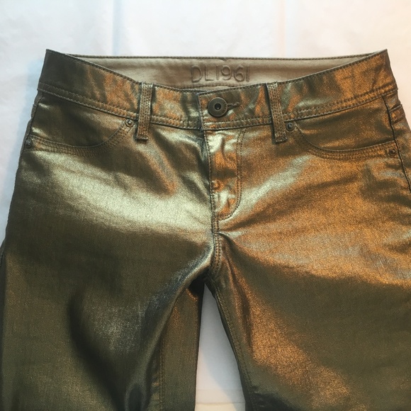 DL1961 Emma Gold Platinum Denim Leggings Skinny 26 - Picture 2 of 8